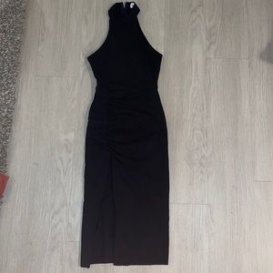 Black slit dress halter turtle neck superdown